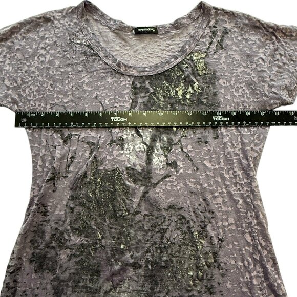 Vtg Y2K Eyeshadow Burnout Top Womens Sz L Distressed Purple Grunge Festival Rave - Picture 5 of 10